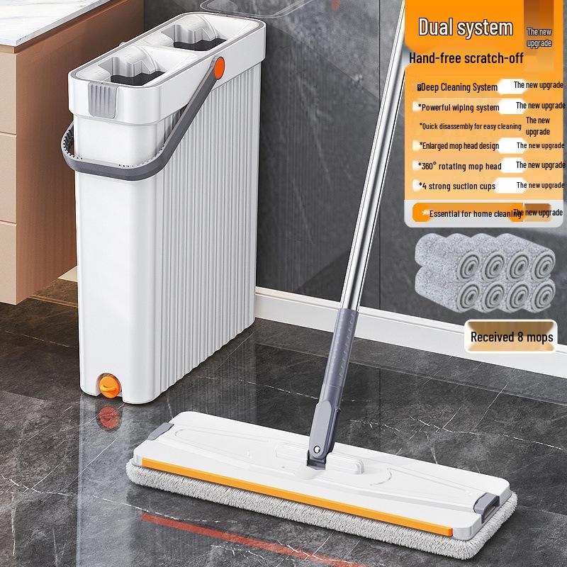 

Узкая швабра с плоской насадкой и ведром - двойного назначения для сухой и влажной уборки