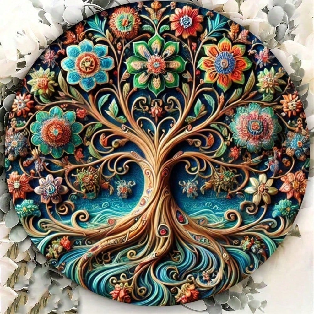 

Metal Tree of Life Wall Art 20x20 cm Iron Farmhouse Home Decor Hanging Plaque with Pre Drilled Holes Indoor 20x20 різнокольоровий