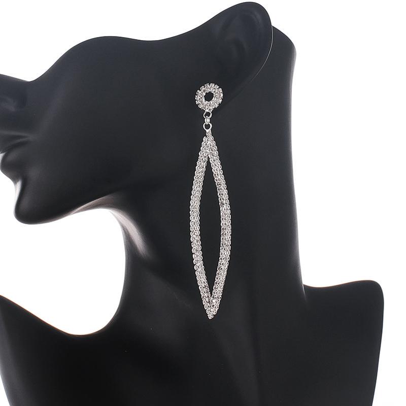 

Bling Геометрия Кристалл капли Серьги для женщин Полный горный хрусталь Висячание серьги заявление Мода Свадебные украшения