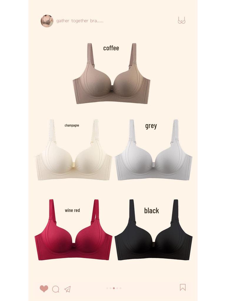 Women's Seamless Push-Up Bra - Soft, Supportive, Anti-Sagging, Wire-Free, Small Chest Enhancement, Side-Smoothing Design