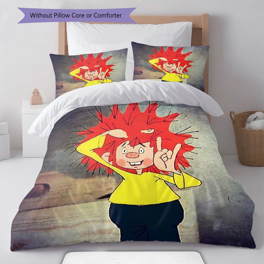 Meister Eder und sein Pumuckl Pattern Bedding,Quilt Set Quilt Cover Pillowcase Home Birthday Gift(1 * duvet cover + 2 * pillowcase, without core)