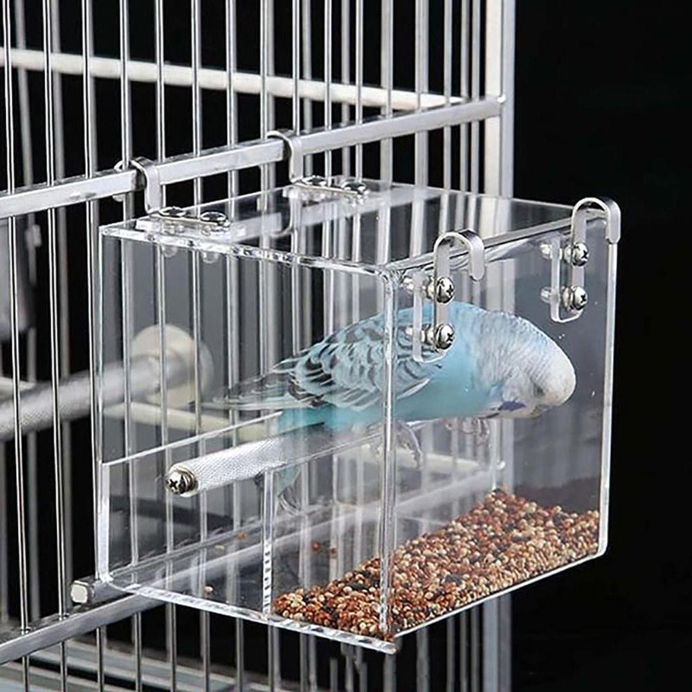 Spill-proof Cup Acrylic Bird Feeder Transparent Parrot Food Box Parrot Parakeet Tray Cockatiels