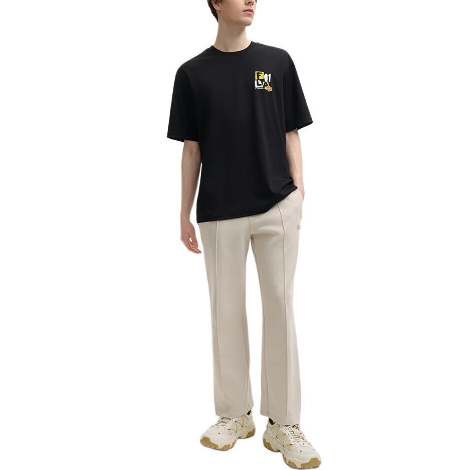 Fila Original Small Stone Flower Casual Comfortable Fashion Short Sleeve T-Shirt Unisex Tops Black F51M529115F-BK