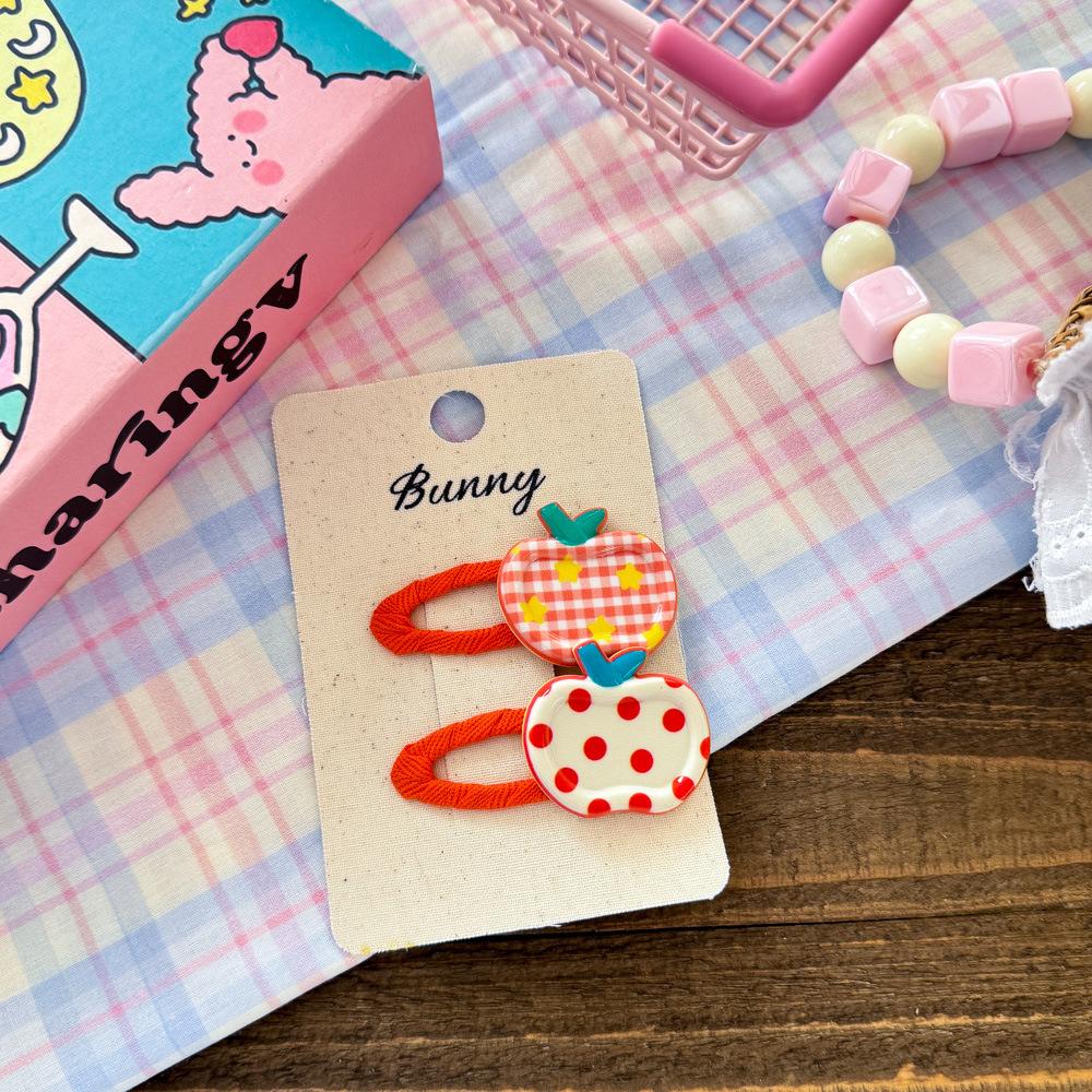 2Pcs/Set Resin Doodle BB Clips Funny Cute Fruit Hair Clips for Kids Non-Damage Gentle Hair Accessories for Girls Toddler Headwear Hair Accessories
