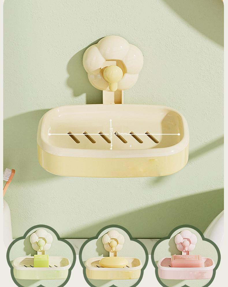 Porte-savon sans perçage, Boîte à savon à ventouse amovible, Étagère à savon murale colorée