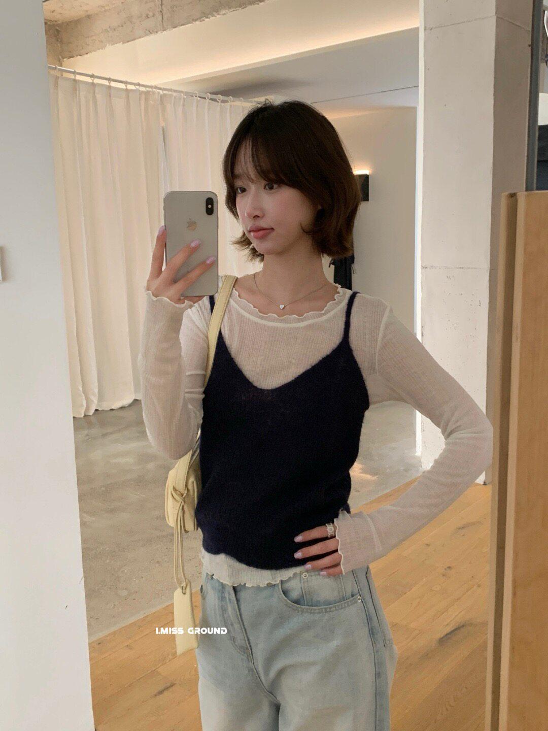 

I Miss Korean Standard Women s Mohair Knit Camisole Vest - Spring 2026 Layered Top One Size