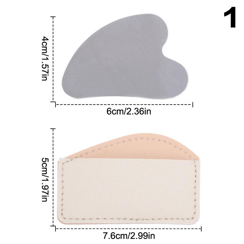 Stainless Steel Guasha Scraper With Pu Leather Bag Metal Spatula Facial Massager Beauty Facial Skin Care Tools Guasha Board