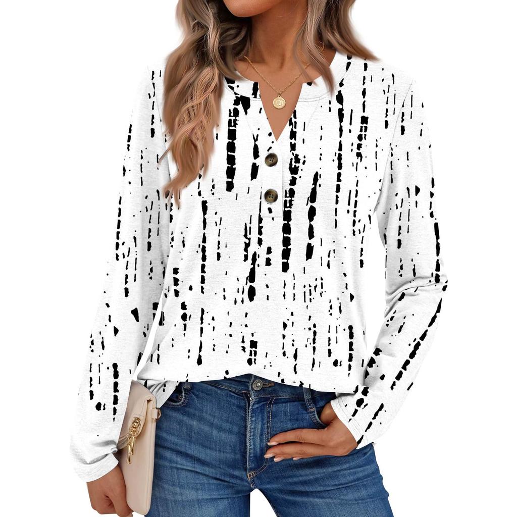 Women's Printed Long Sleeve Shirts Elegant Casual Tops Trendy Shirts Tops