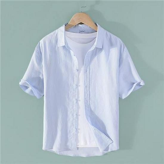 Men's Breathable Linen Shirt - Short Sleeve Casual Summer Top & Long Sleeve White Cotton Option