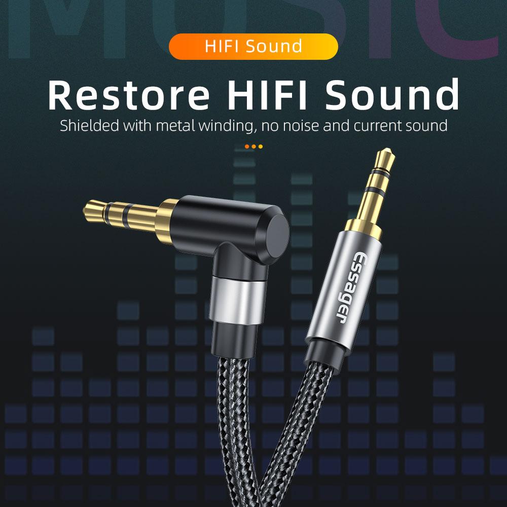 Essager AUX-Kabel 3,5 mm Klinke Audiokabel für Lautsprecherkabel Kopfhörer Auto 3,5 mm Klinke Hifi Aux Adapterkabel für Xiaomi mi Laptop