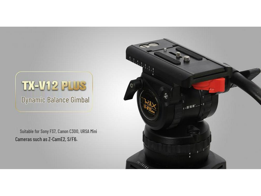 TX-V12L PLUS Hydraulic Pan Head & Aluminum Tripod Set - Broadcast-Grade Alloy