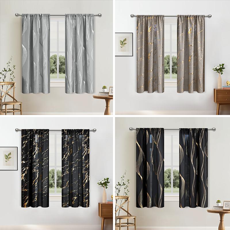 Bedruckte Vorhänge 1 Stück Luxus Marmormuster Vorhang Mit Goldfolie Präzisionsbohrung Für Heimdekoration Vorhänge Für Wohnzimmer