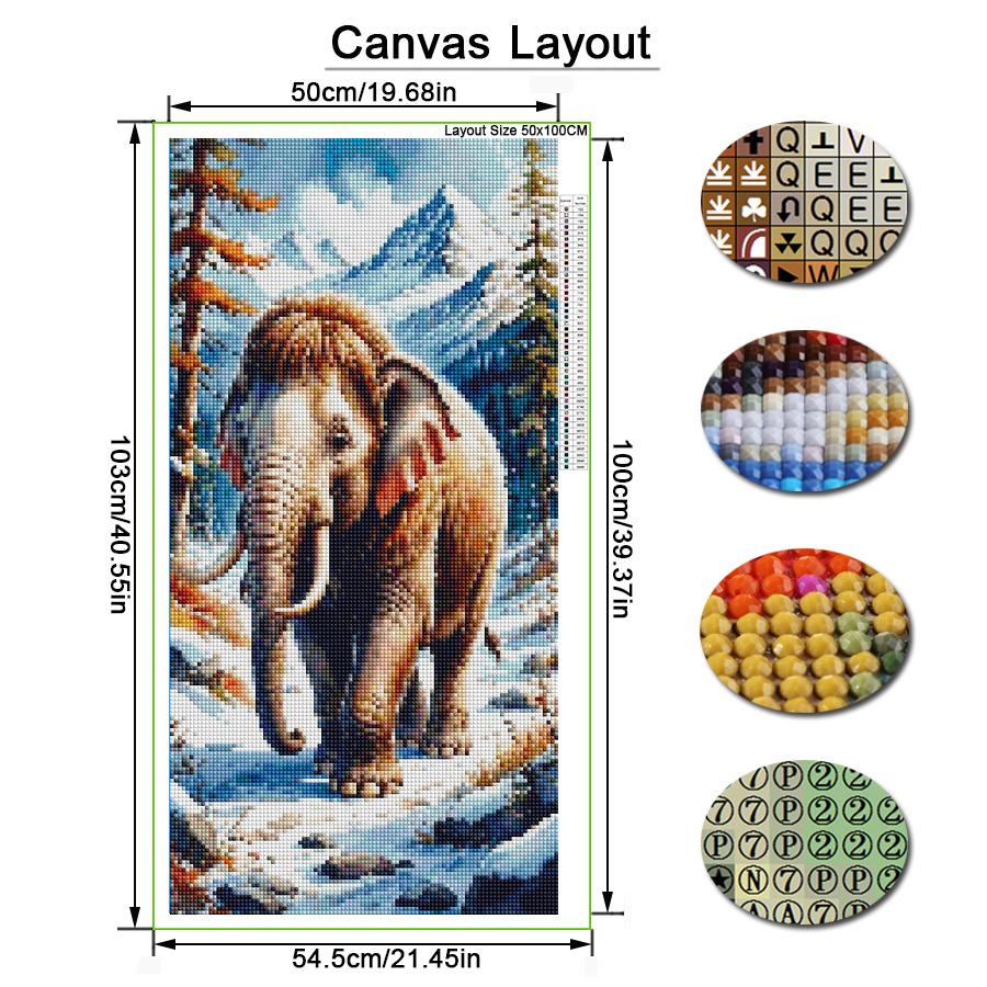Snow Elephant Large Size Diamond Painting Diy Full Square Round Drill Rhinestone Embroidery Animals Mosaic Cross Stitch Kits Wall Decor