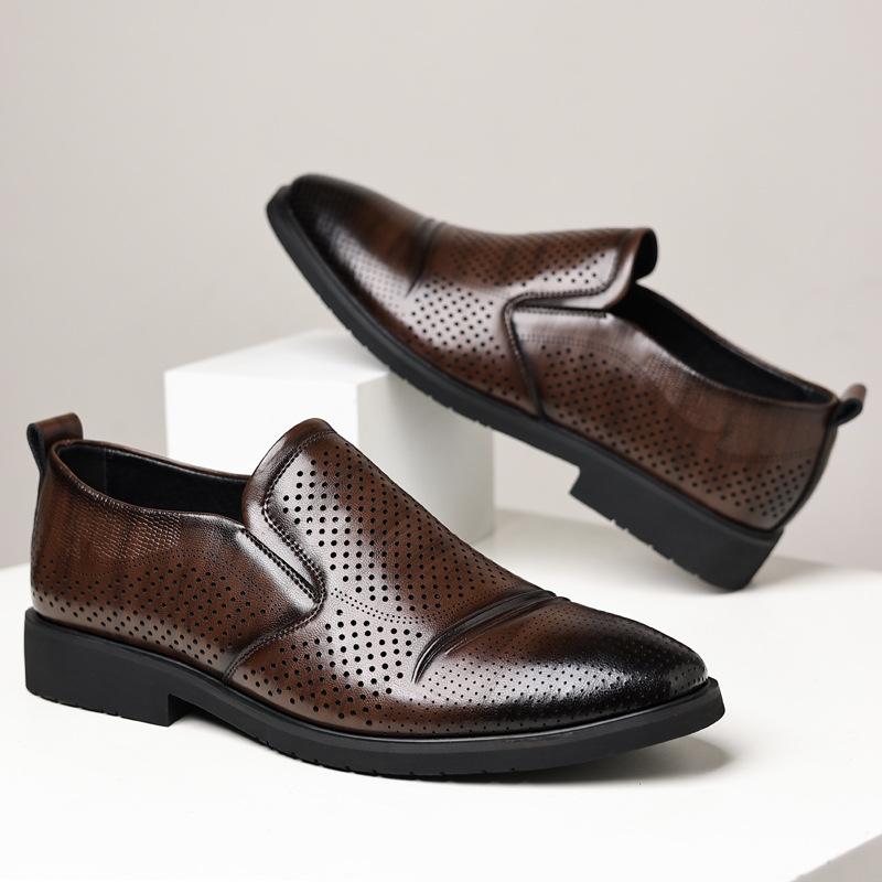 

Men s leather shoes men s business dress inner height increase British black wedding groom suit shoes 44