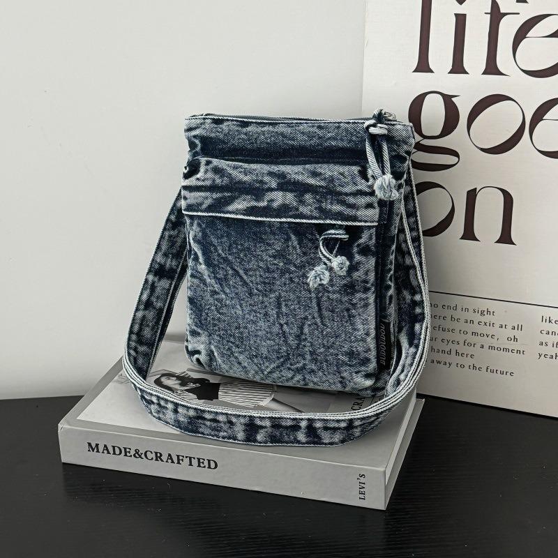 Washed Denim Crossbody Fashionable Phone Bag