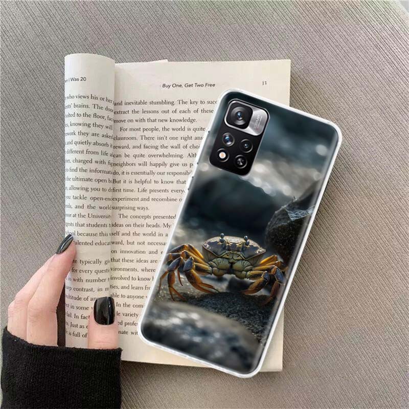 Unique Animal Crab Phone Case For Redmi Note 13 12 Pro Plus 14 15 Pro 5G 11 11T 11E 11S 10 Pro 10S 9 9S Cover Cell Clear TPU Cap