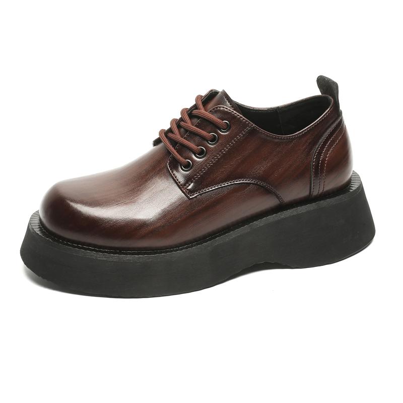 

Модные мужские кожаные туфли на толстой подошве Минималистичный и универсальный дизайн, мужская обувь для вечеринок, офиса, прогулок на свежем воздухе 44 коричневый