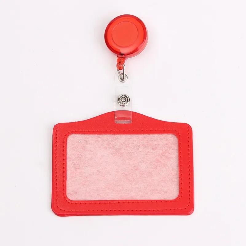 Women Man Bank Credit ID Card Holders Bus Identity Badge Protector Cover Bus Card Covers with Retractable Reel Office Supply
