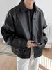 Men's Retro Motorcycle Leather Jacket - Casual, Trendy, Handsome PU Vest for Spring and Autumn in Black