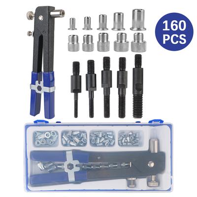 Manual Nut Pulling Gun Set Bolt Nut Remover Hand Tools Kit Car Tool Repair Kit M3/M4/M5/M6/M8 160Pcs/Set Portable Bolt Nut Removal Socket Tool