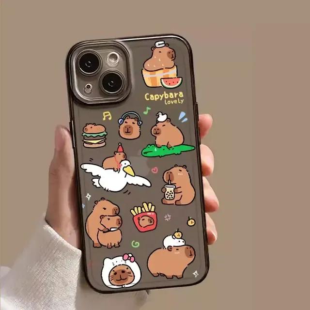 Cute Cartoon Capybara Phone Case for Iphone 12 13 11 14 15 Pro Max X XS MAX XR 7 8Plus SE2 Funny Animal Couple Soft Cover Fundas
