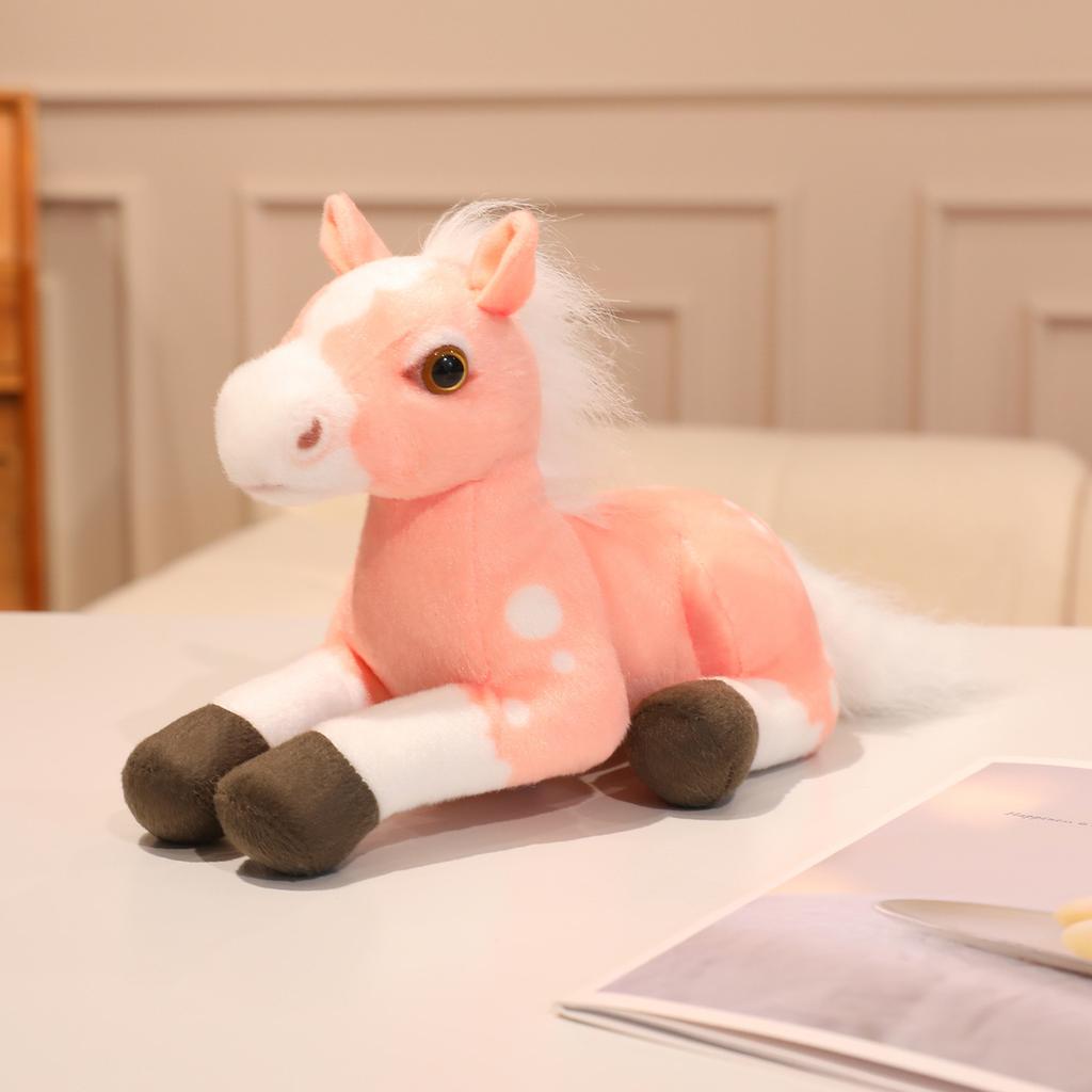 Cute Simulation Brown Pony Doll Plush Toy Zebra Foal Doll Children Companionship Soothing Rag Doll
