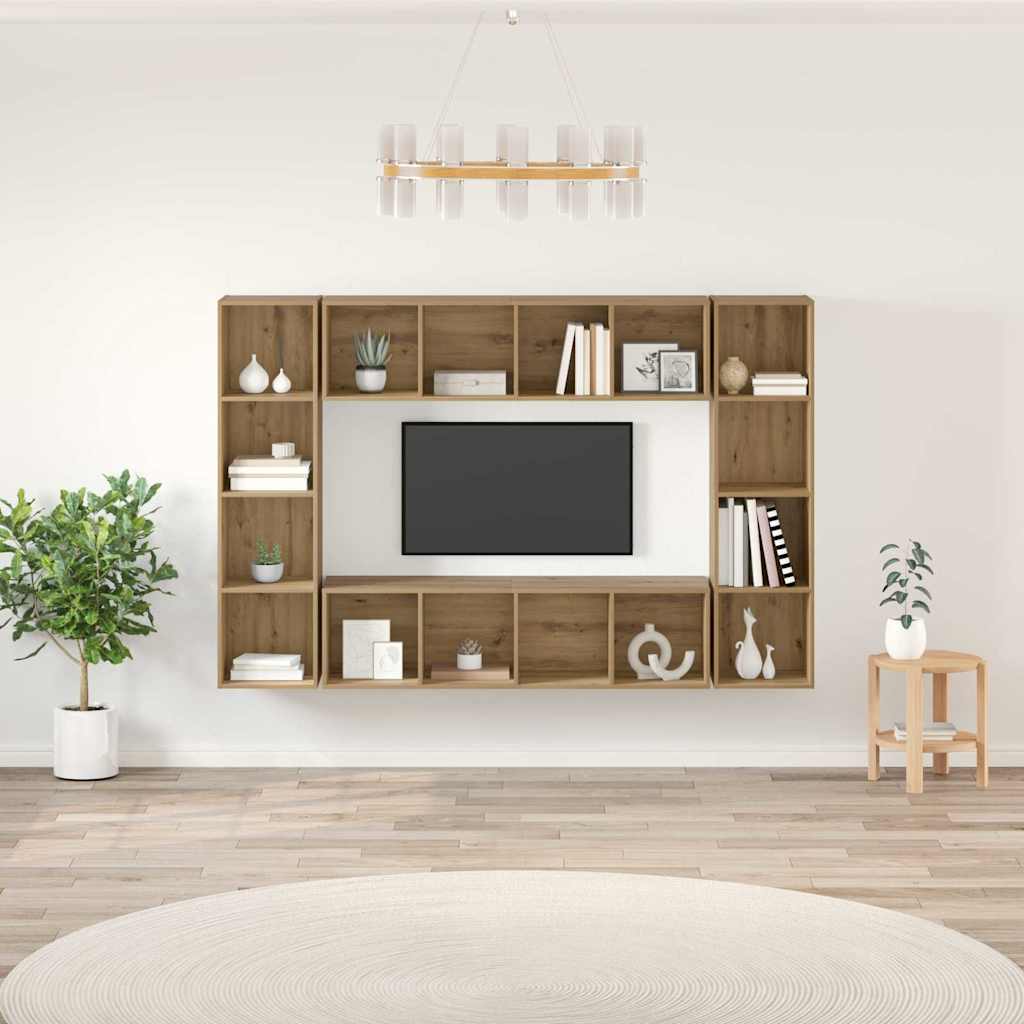 TV Cabinet Set 4 Pcs Brown 37 X 37 X 142.5 Cm Particleboard