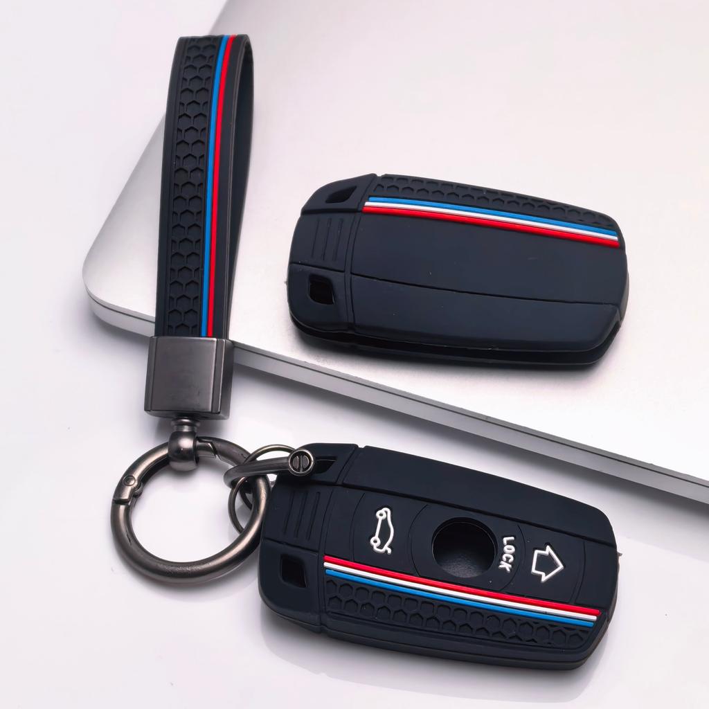 Key Fob Cover for BMW X1 X3 X4 X5 X6 with Keychain Anti-Scratch Guard Shockproof Protection Soft Grip Texture Responsive Button Touch
