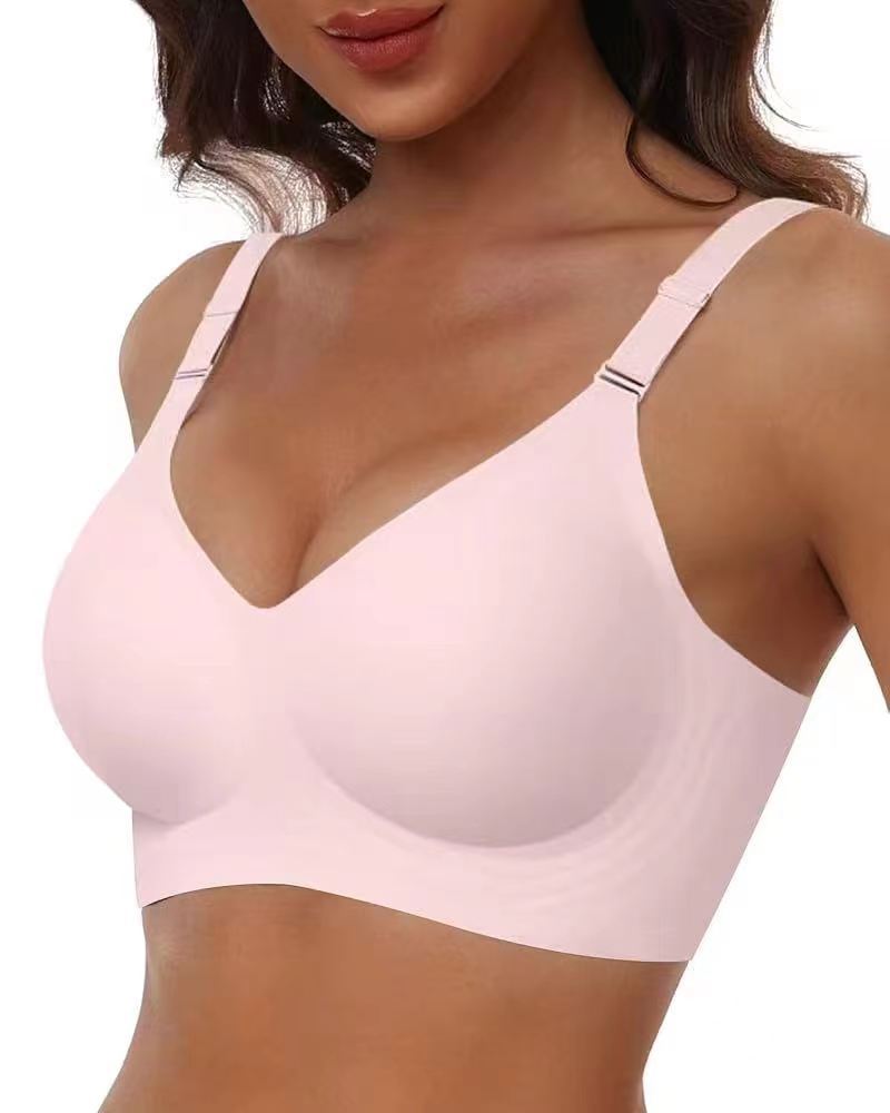 European Plus Size Wireless Seamless Glossy Bra for Women Elegant Gathered Daily Comfort Intimates