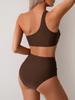 Vintage Plážové Dovolené Plavky Jednoramenné Plavky Dámské Rychleschnoucí Dělené Sexy Bikiny Plavky Jemné Prošívání V Různých Barvách Plážové Oblečení