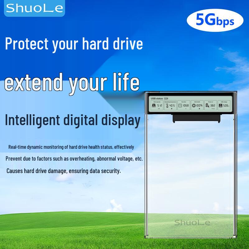 Shuo Le Умный цифровой дисплей USB 3.2 2,5-дюймовый корпус для SATA SSD/HDD