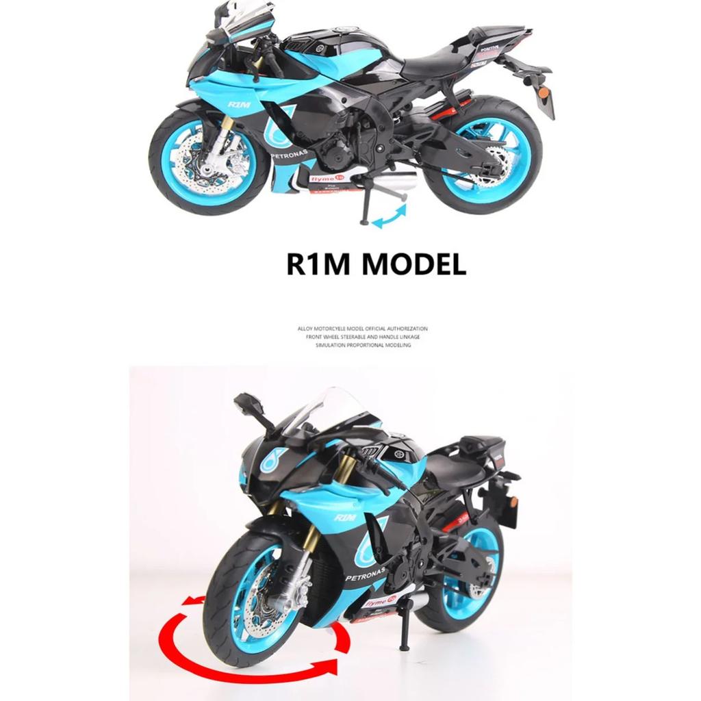 1/9 YAMAHA YZF-R1M Alloy Racing Motorcycle Diecast Metal Street Sports Motorcycle Model with Light Simulation Childrens Toy Gift