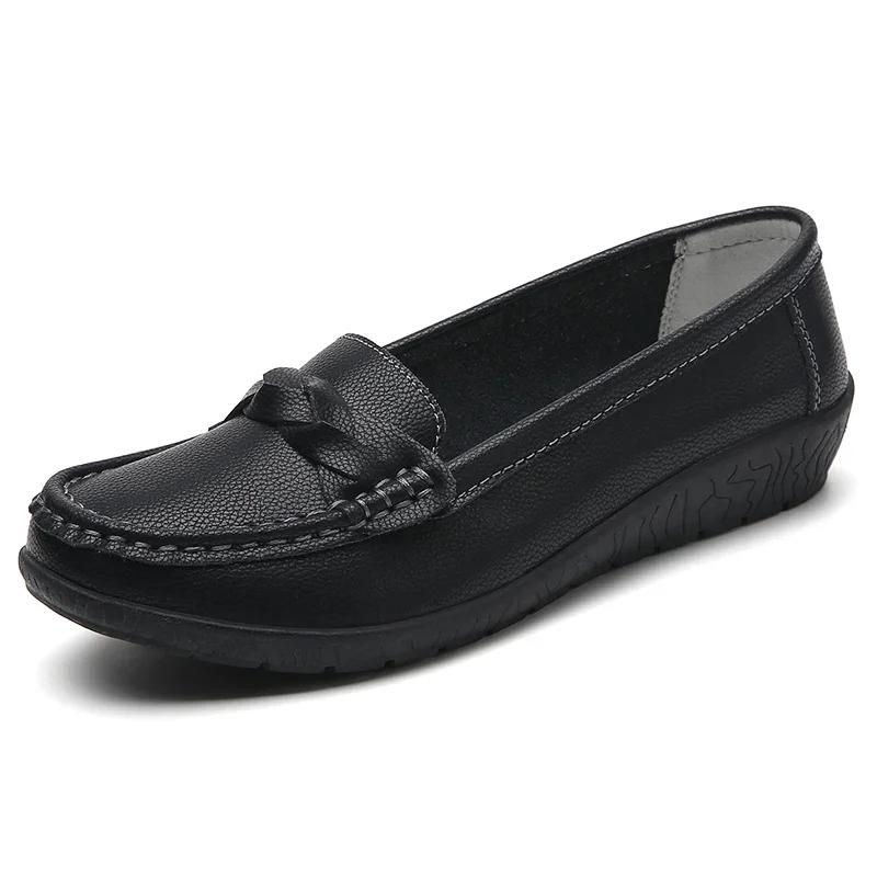 Mode Damen Schuhe Weiche Sohle Komfort Krankenpflegeschuhe Keilabsatz Laufschuhe Damen Leder Freizeitschuh Mokassins Damen Slipper Zapatos Mujer