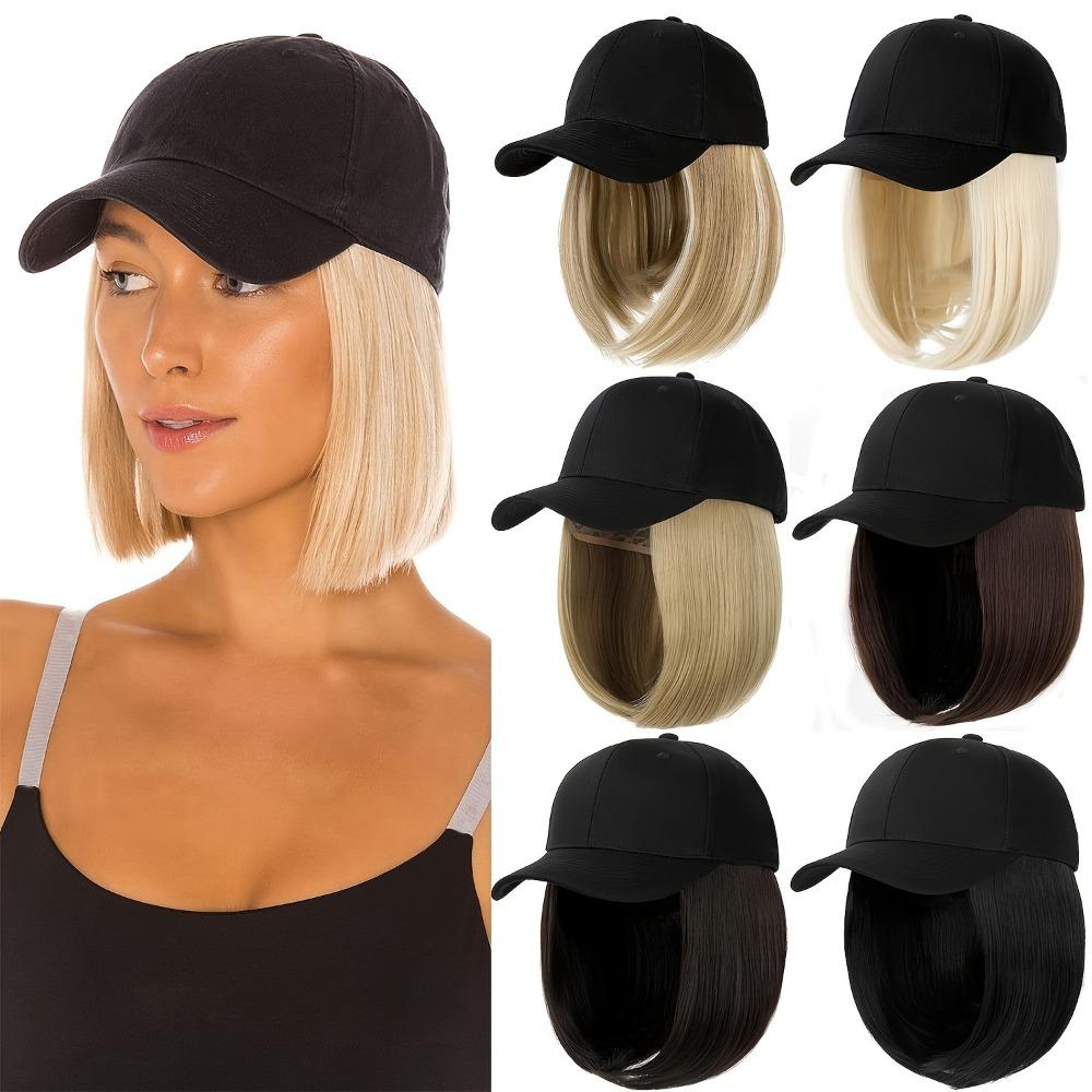 Cappellino Parasole Cappellino da Baseball con Estensione Capelli Parrucca Regolabile Nera Marrone per Donne