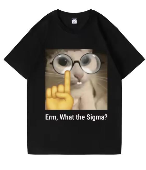 Erm What Sigma Funny Meme TShirt For Unisex Unisex Silly Cat Humor Printed Fashion Tops ONeck