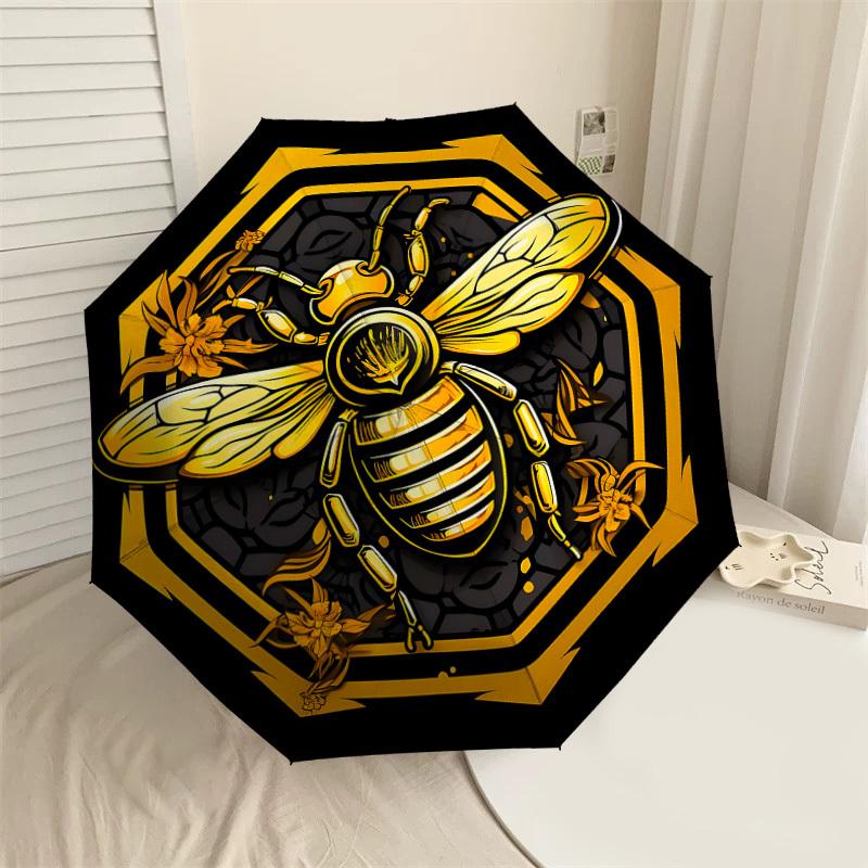 

1pc Bee Honeycomb Automatic Open/Close Umbrella with Windproof, 8-Rib Sturdy Canopy, Durable Ribs, Fashionable Design1180A