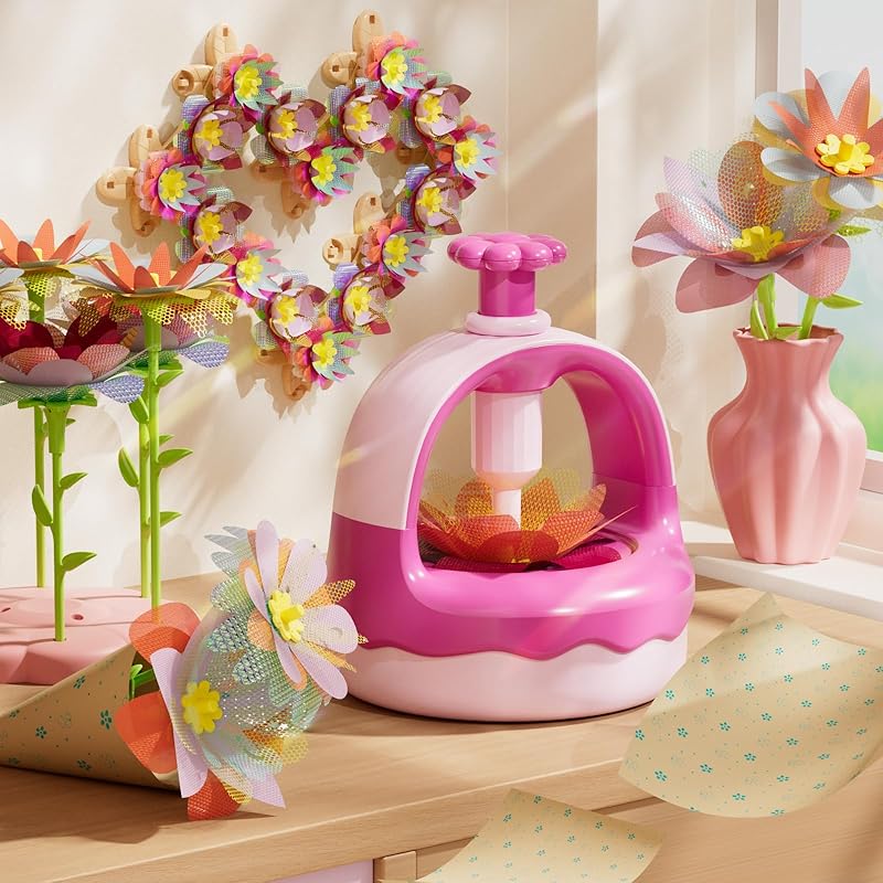 Fabric Flower Bouquet Craft Kit, DIY Arts & Crafts Toy for Kids, Creative Flower-Making Activity Set, Educational Preschool Toy, Perfect Birthday &