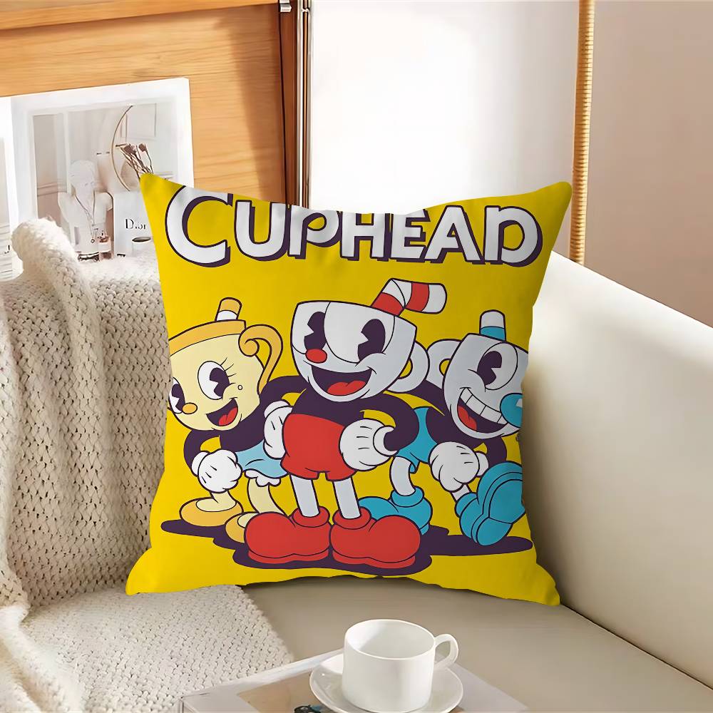 SÖT Tecknad C-CupheadS Kuddfodral Avtagbart Tvättbart Kuddfodral – Mjukt Linne för Alla Årstider