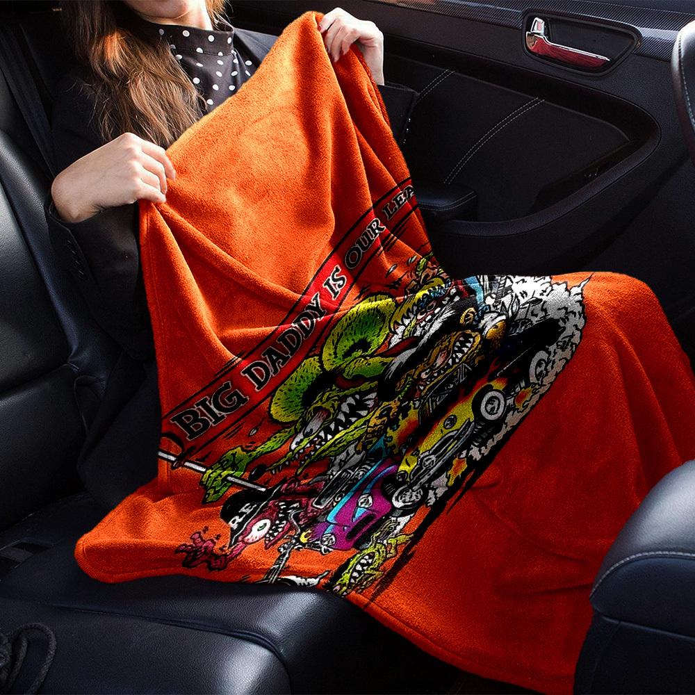 1pc Big Daddy Hot Rods Soft Flannel All Season Throw for Home, Office, Outdoor UseDurable Comfort Soft Warm Throw for Home
