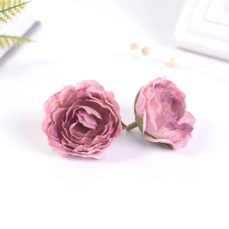 5/10PCs Rose Artificial Flowers 5CM Fake Flowers for Home Room Decor Garden Wedding Marriage Decoration DIY Gifts Accessories