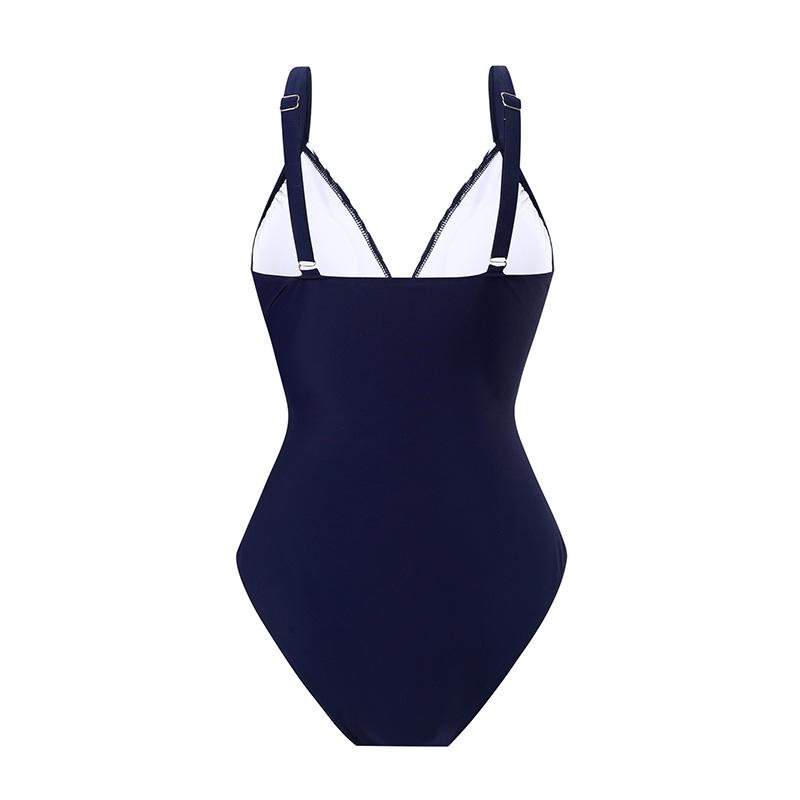Fashion Solid Deep V Neck One Piece Swimsuit Women Hollow Out Pleate Swimwear Beach Strile Bathing Suit Bandage