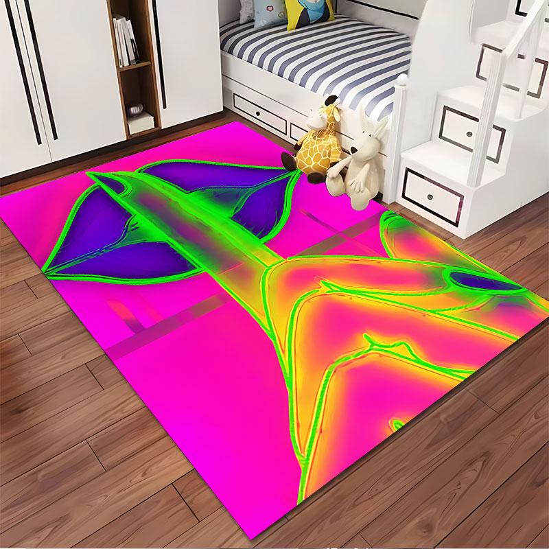 Neon Lips and Finger Art Carpet suitable as a non-slip mat for the living room or bedroom sofa