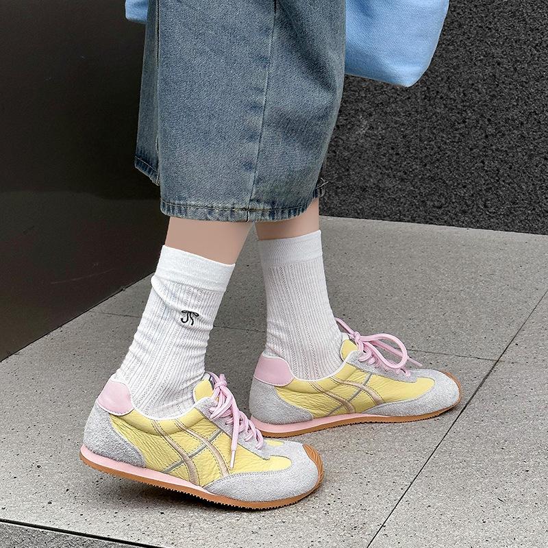 Leather German training shoes spring and autumn new flat bottom light Forrest Gump shoes