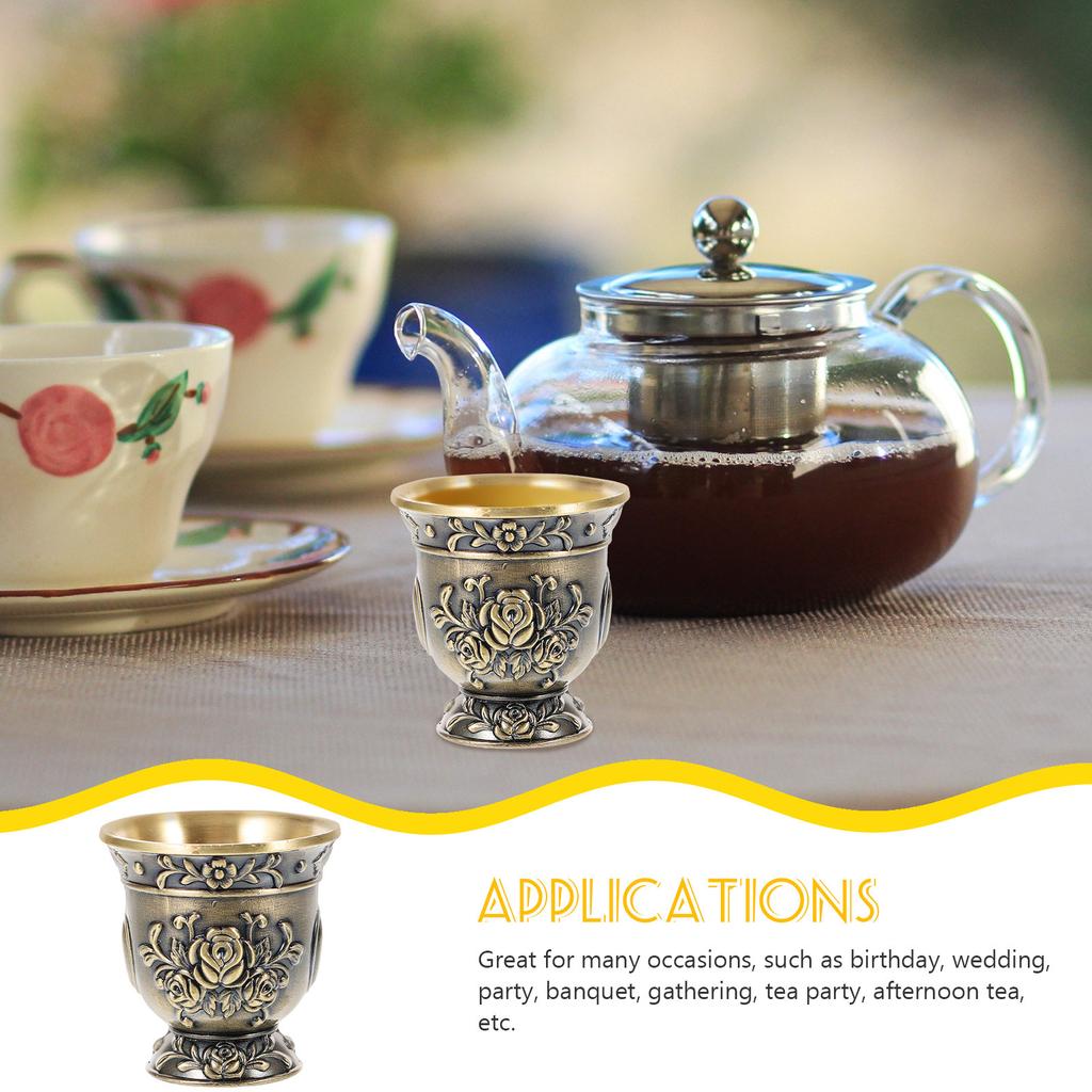 Zinklegierung Weinpokal Schnapsbecher Nachahmung Trinken Geprägt Vintage Tasse Schnapsbehälter Metall Teetasse Chinesische Teetasse Dekorativ