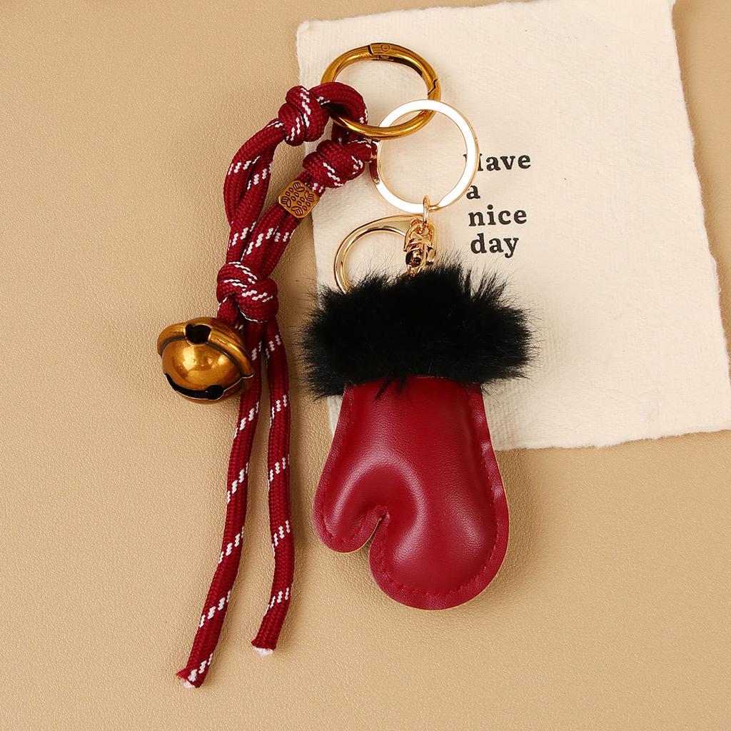 Fashion Personality Plush Cute Small Gloves Pendant Accessories Bell Braided Rope Bag Pendant Keychain