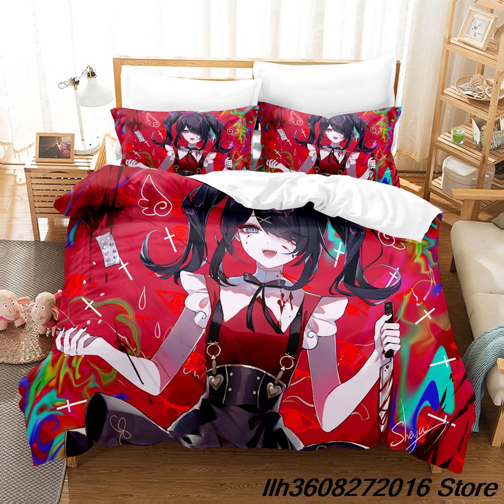 NEDY GIRL OVERDOSE Beding Set Single Twin Ful Quen King-Sized Dimensionsd Dimensions Bed Linen Set Adult People Kid Bedrom Thre-piece Suits Anime