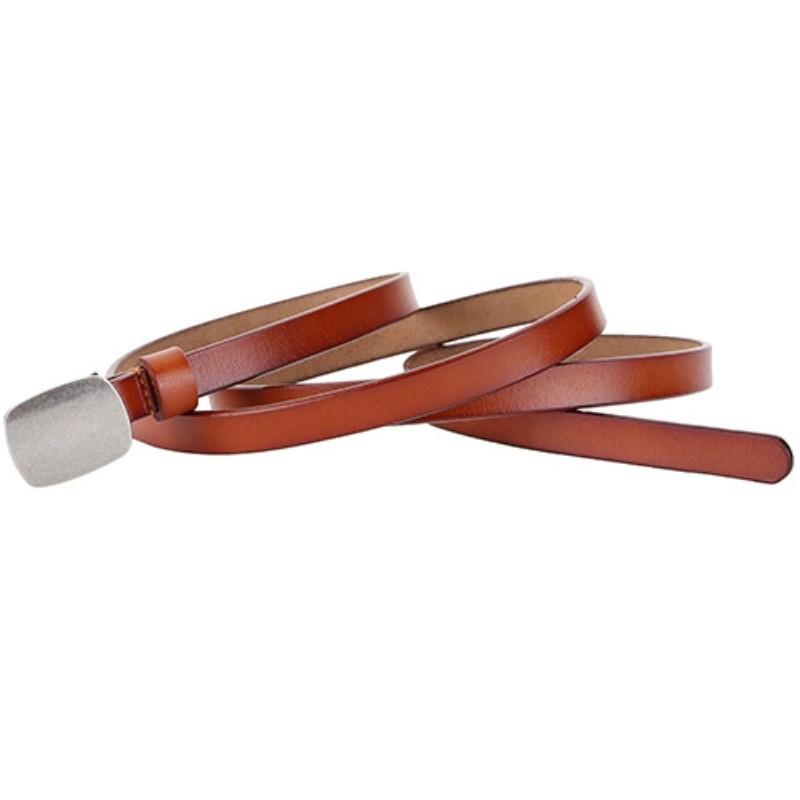 Classic Leather Belt For Women With Alloy Buckle And Slim Design For Casual Dresses