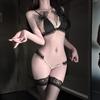 Sexy lingerie sexy lace three-point small chest shows big pearl seduction thong passion free women