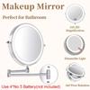 Espelho de maquiagem cromado de 8 polegadas, 3x/5x/7x/10x, ampliação, dupla face, carregamento USB, banheiro, 3 cores, luz, espelhos cosméticos inteligentes