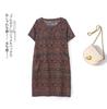 Summer 2025 Retro Print Cotton Linen Dress - Loose Fit for Middle-Aged and Elderly Women